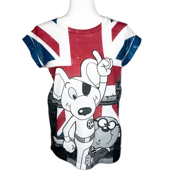 Danger Mouse Shirt Women 10 White Short Sleeve Cartoon UK British Novelty Tee - Picture 1 of 16